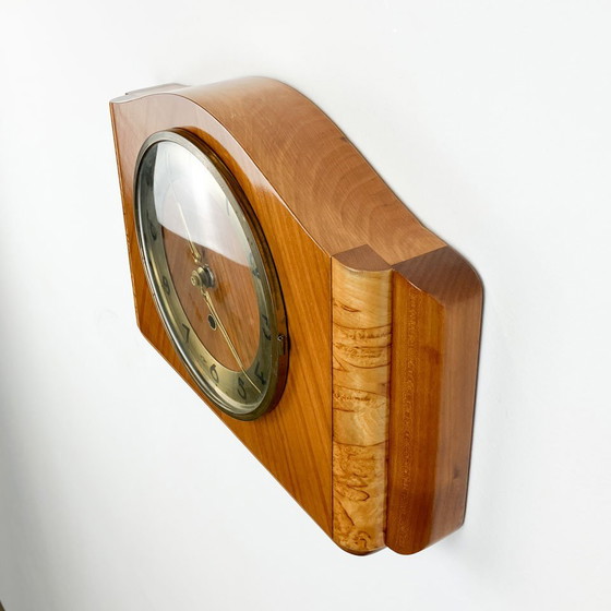Image 1 of Wall clock, beech and flamed birch, 1960s