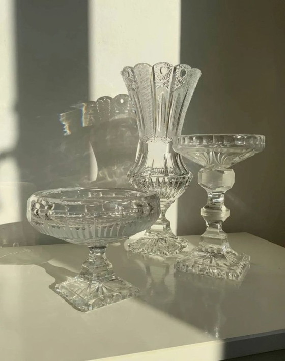 Image 1 of Rare Set of 3 Bohemian Crystal Objects – Historicism Period (ca. 1880-1890)