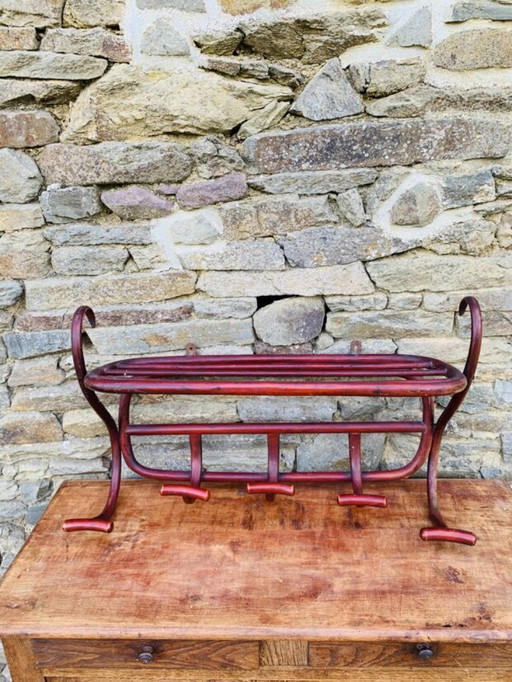 Appendiabiti da parete antico in legno curvato