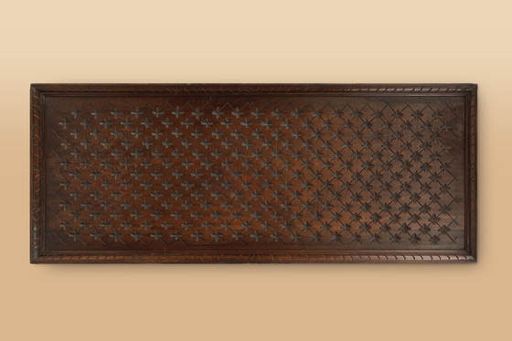 Image 1 of Grande pannello murale in quercia intagliato in stile neogotico portoghese, anni '50 del XIX secolo