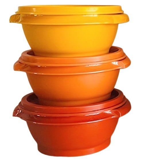 Image 1 of Vintage Tupperware kommen Servalier met Starburst deksel oogstkleuren 1970's