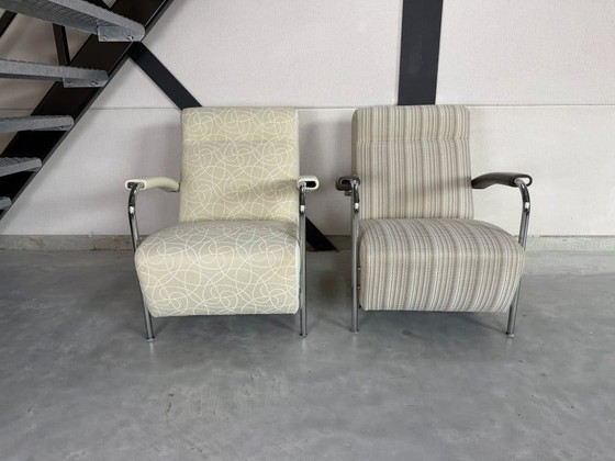 Leolux Scylla Armchairs with Footstool - Fabric and Leather – Footstools & poufs, Textile (photo 2 of 17)