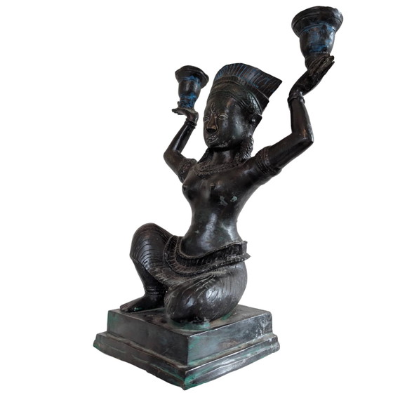 Bronzen Yakshi Tempeldanseres Kandelaar – Kandelaars en kaarsen (photo 8 of 10)
