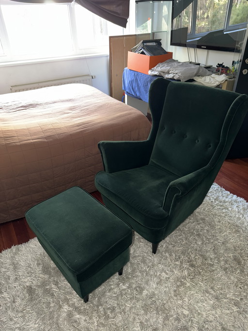 IKEA Strandmon fauteuil en voetenbank 