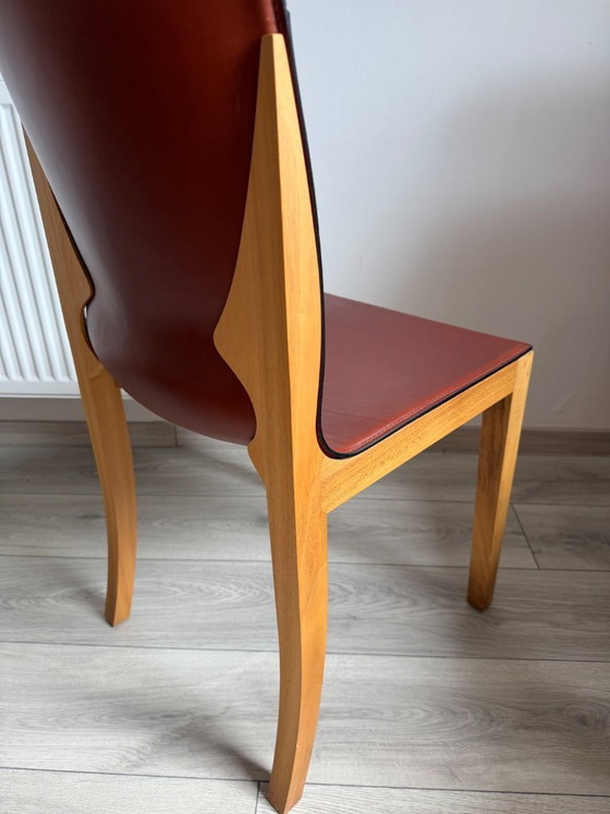 Image 1 of Original Matteo Grassi designer chairs in rare cognac leather – set of 8 in