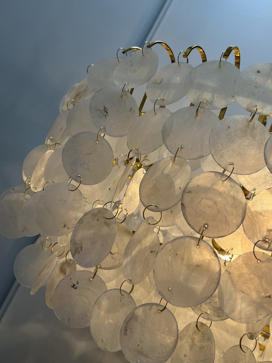 Image 1 of Xl formaat grote capiz schelpen hanglamp goud frame