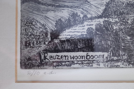 Image 1 of Etching - Reuzenwoonboom / Village in a tree