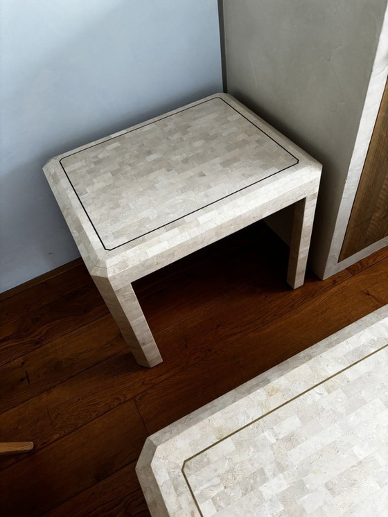 Image 1 of Maitland-Smith Tessellated Stone side table (2 x)