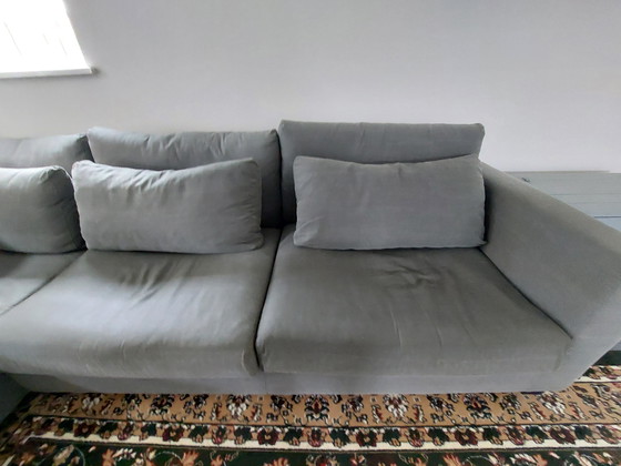 Image 1 of Corner sofa with ottoman in grey-green