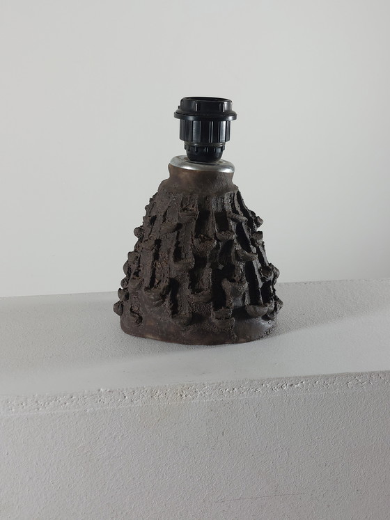 Image 1 of Vintage mid-century black brutalist ceramic lamp