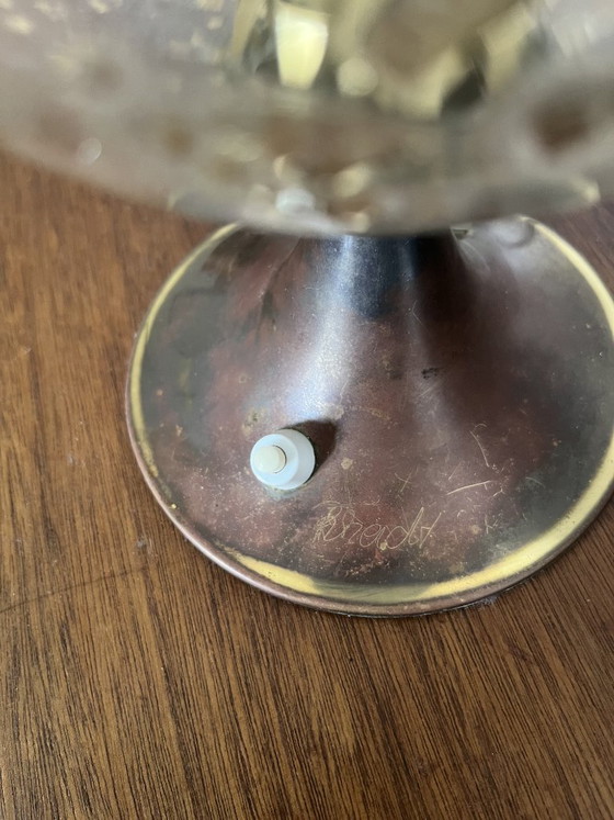 Image 1 of Vintage Bubble Glass Table Lamp Mid-Century with Gold Elements