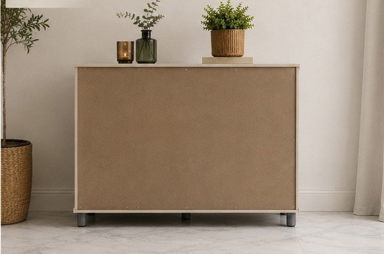 Image 1 of Moderner Japandi-Sideboard-Schrank in Beige – 2 Türen & 4 Schubladen