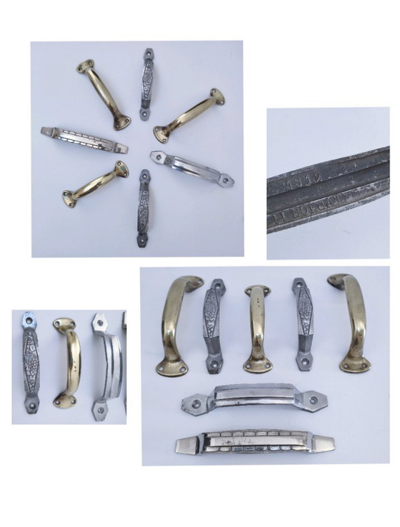 Image 1 of sette maniglie Art Déco in argento e ottone