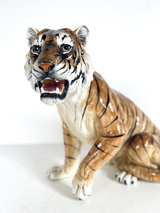 Image 1 of Vintage Italian ceramic tiger '60s