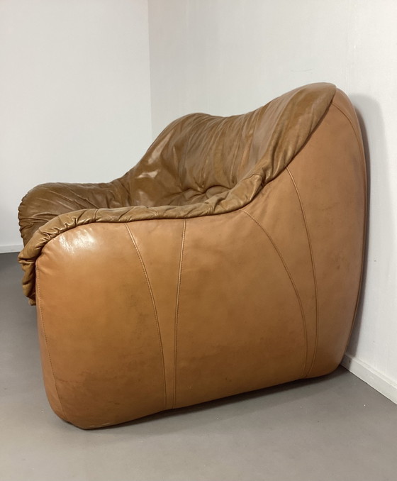 Image 1 of 2 zits cognac lederen bank italiaans jaren,70