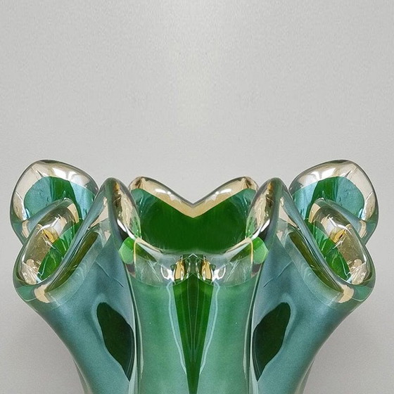 Image 1 of 1970s Exquisite "Fazzoletto" Murano Glass Vase by Dogi. Made in Italy