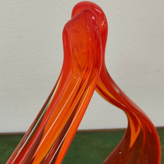 Image 1 of Cestino vintage in vetro arancione in stile Murano. Vetro