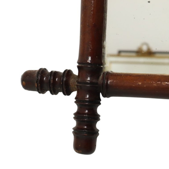 Image 1 of Specchio antico in legno effetto bambù stile Chinoiserie 63x52cm