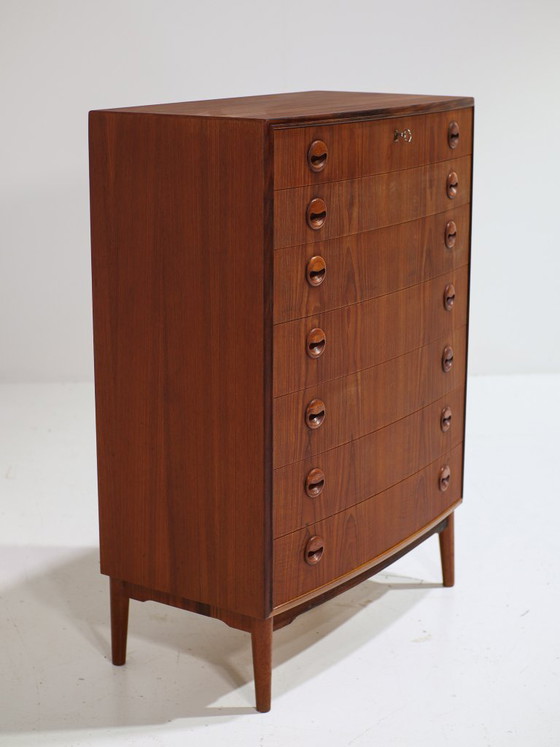 Image 1 of Tall spherical teak chest of drawers Danish vintage 1960s