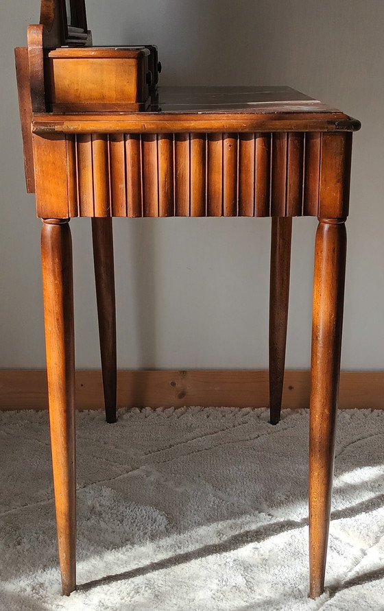 Image 1 of Toletta retrò in legno di ciliegio e marmo