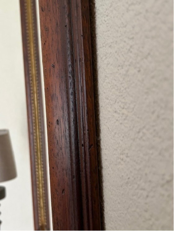 Image 1 of Miroir avec cadre en bois fin et bord facetté poli