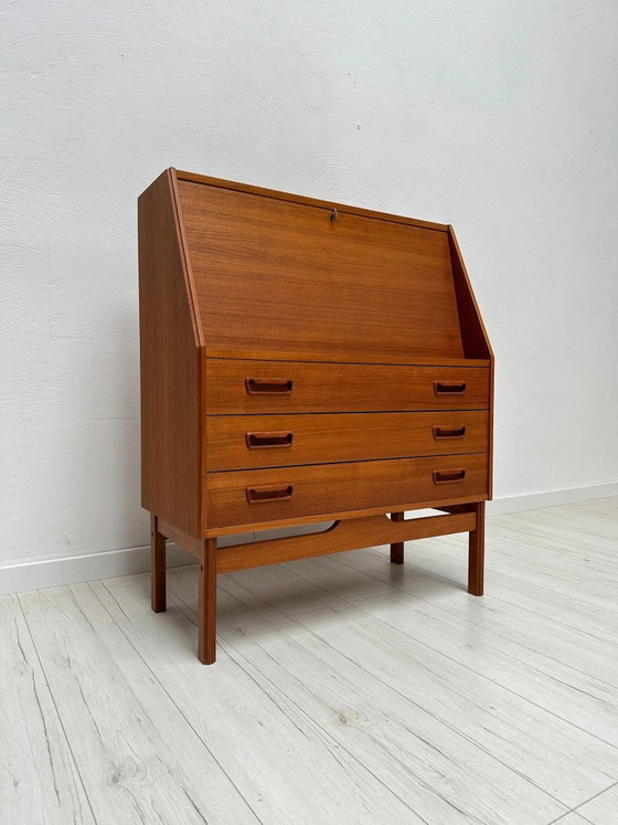 Secrétaire Vintage Danois Design Teck des Années 1960 par Dyrlund, Bureaux, Bois, Marron (photo 3 sur 13)