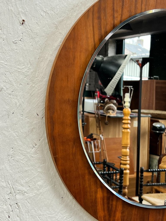 Image 1 of Vintage Danish Teak Mirror, Round, 1970s