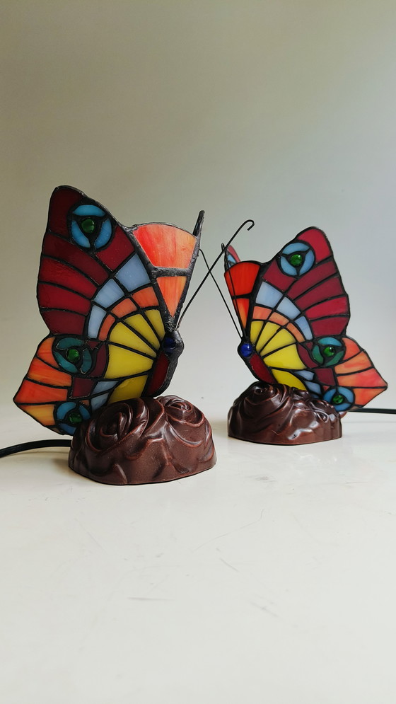 Image 1 of Mabrilux stained glass tiffany style butterfly lamp belgium