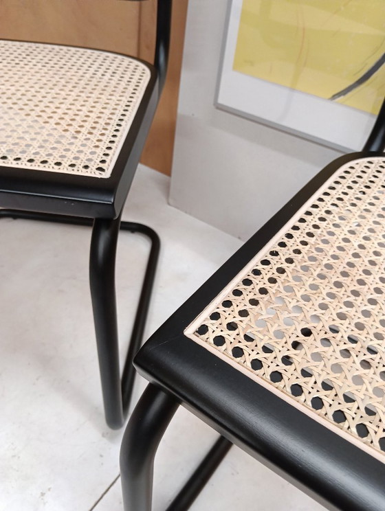 Image 1 of ALIVARMVSEVM 104. SET of 2 CESCA B32 Chairs (NEW) in Black Frame Limited Edition 