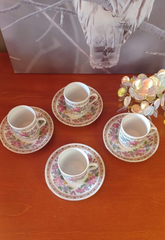 Image 1 of Tazzine da caffè espresso vintage in porcellana di Jingdezhen - Set completo di 4