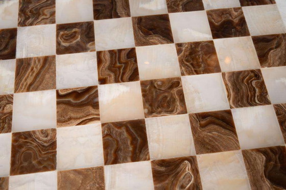 Image 1 of Vintage Natural stone chess game, Midmod onyx chest game