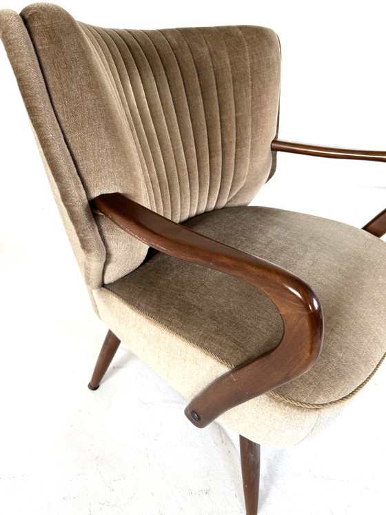 Image 1 of 2x vintage velvet cocktail fauteuils ‘60