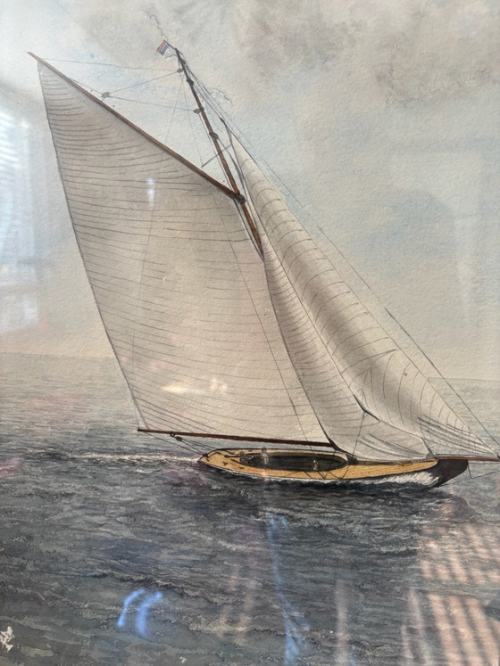 Aquarelle Pierre Roland 1955 – Objets d'art, Verre, Papier (photo 3 of 5)