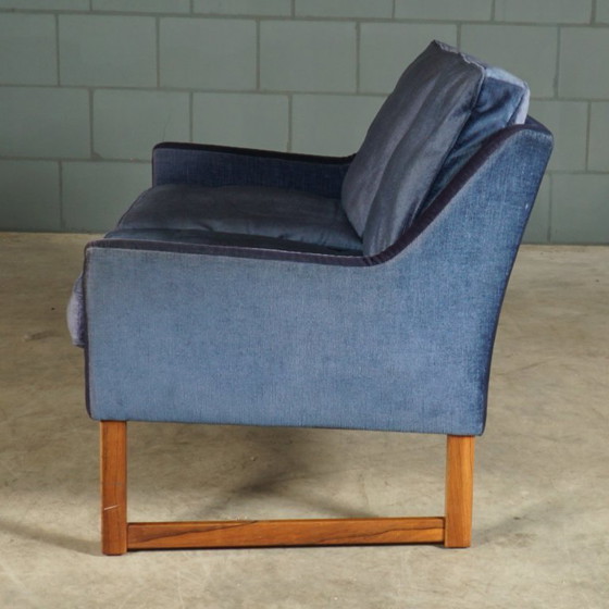 Image 1 of Vintage zithoek/zitgroep – blauw velours – JAB Anstoetz – jaren 70