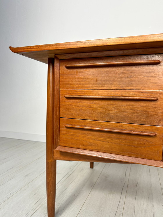 Image 1 of 1960S VINTAGE DANISH MID-CENTURY TEAK WRITING DESK BY ARNE VODDER FOR H.P. HANSEN