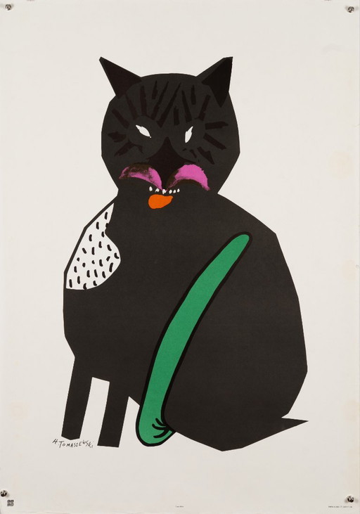 Gato – 1977 – Póster vintage original de Henryk Tomaszewski – Póster artístico polaco – 99 x 69 cm – posters, Paper
