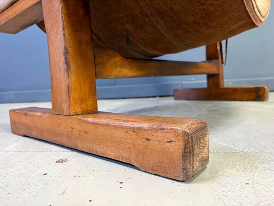 Vintage brutalistische Braziliaanse fauteuil uit de jaren 60. – Stoelen / fauteuils, Leather, Wood (photo 13 of 16)