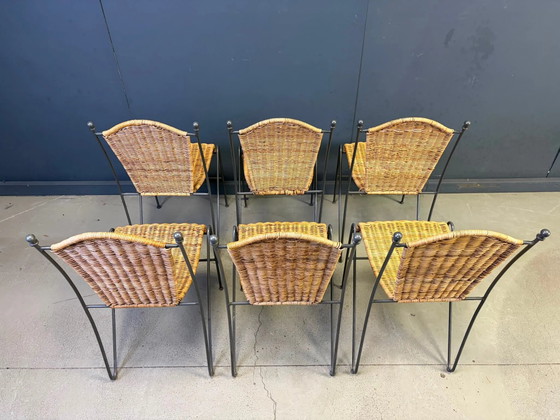 Vintage wicker bistro chairs by Frederik Weinberg, 1960s – Dining chairs, Rattan, Mid Century Modern (photo 6 of 9)