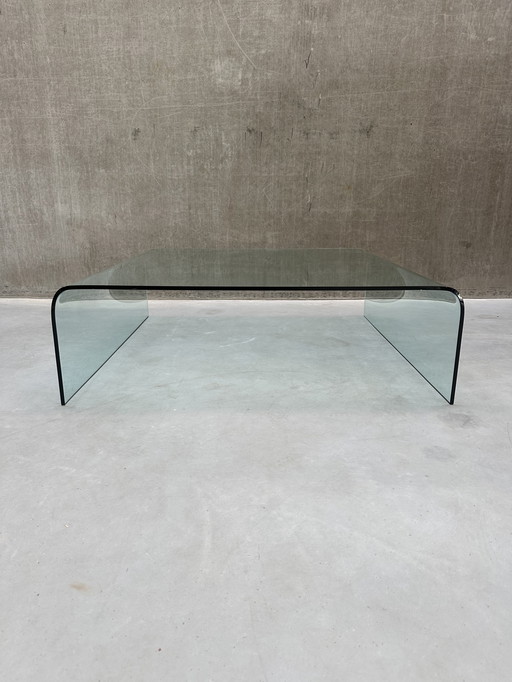 Table basse XXL vintage en verre « cascade » 120 x 120