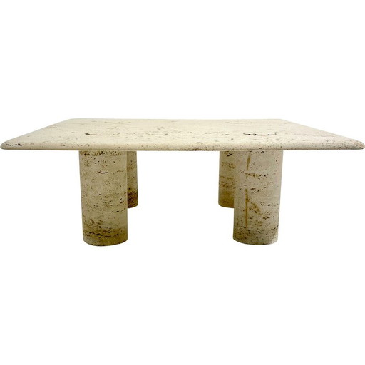 Mid-century travertine square coffee table, 1970s