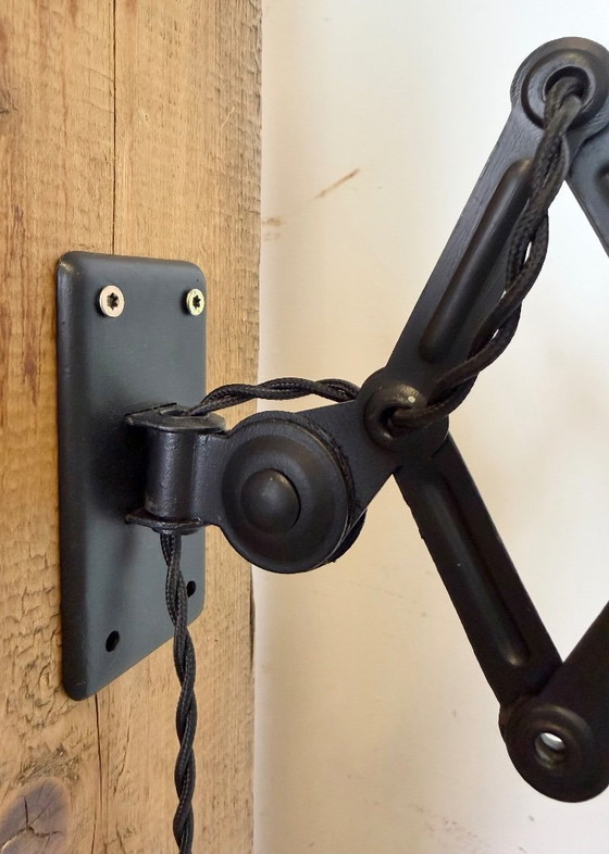 Image 1 of Black Industrial Bauhaus Scissor Wall Lamp from Kaiser Idell, 1930s