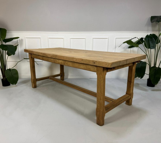 Image 1 of Table de ferme, table de domestique, table de taverne, table ancienne, bois d'orme