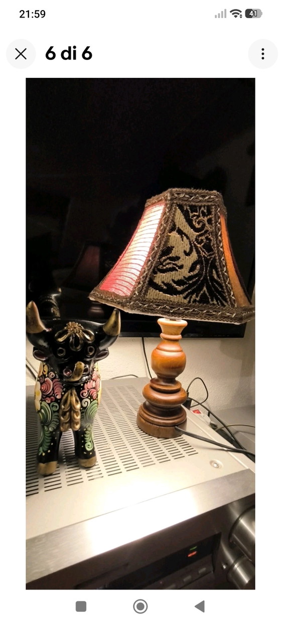 Ethnic Lamp With Handcrafted Lampshade Made of Fine Fabrics – Table lamps, Textile, Velvet (photo 6 of 6)