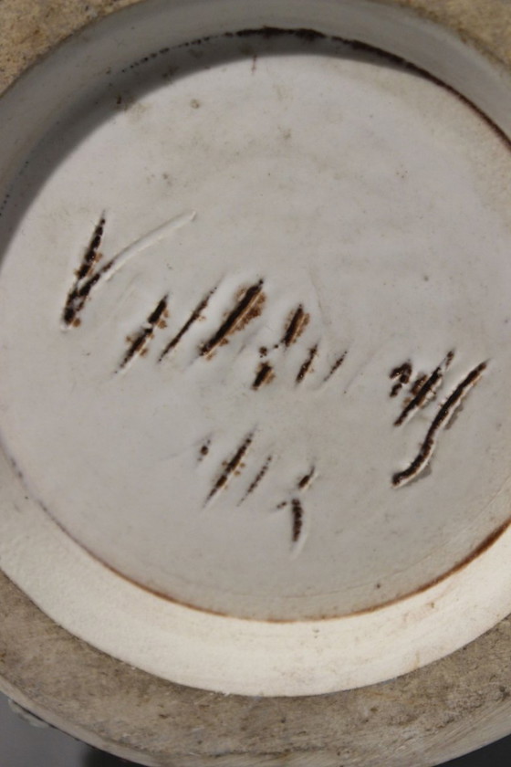 Image 1 of Marius Giuge a Vallauris - Vaso brutalista in ceramica smaltata con lava, anni '50