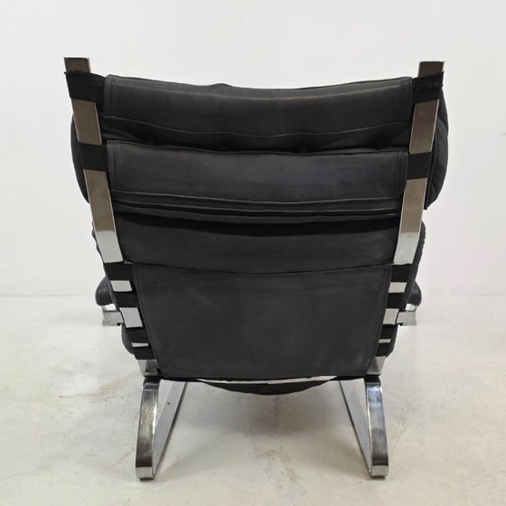Image 1 of Swing chair 60's chrome met grijs leer 