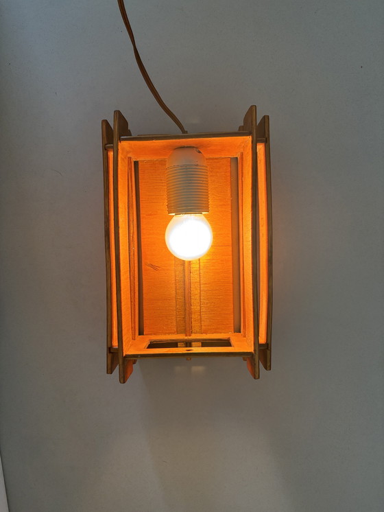 Image 1 of Lámpara escandinava de listones de madera años 70