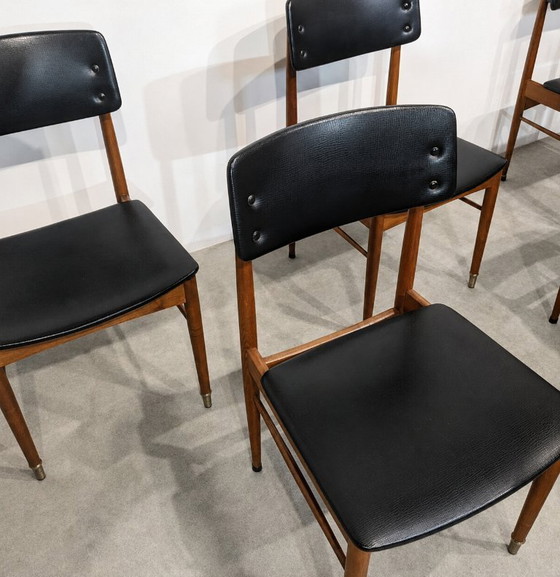 Set di sei sedie da pranzo scandinave di metà secolo, anni '60 – Skai, Wood, Vintage (photo 3 of 9)