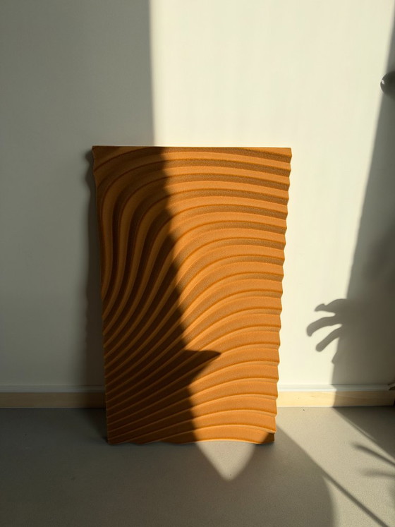 Arno Hoogland – Wave Flock Ochre | Sculptural Wall Art – Sculpture, Velvet, Wood (photo 14 of 14)