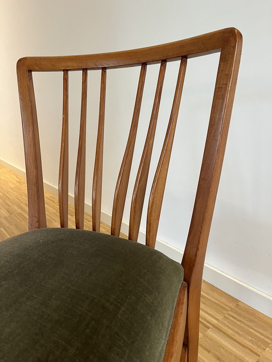 Image 1 of Ensemble de 4 chaises de salle à manger et d'une table ronde pliante, années 1950, (peut-être conçu par Carl Malmsten)
