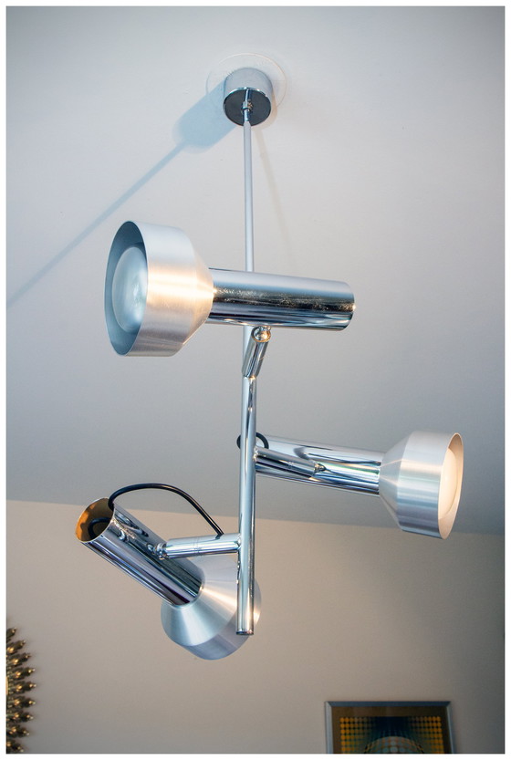 Image 1 of Design-Hängeleuchte space age 1970, 3 verstellbare verchromte Spots
